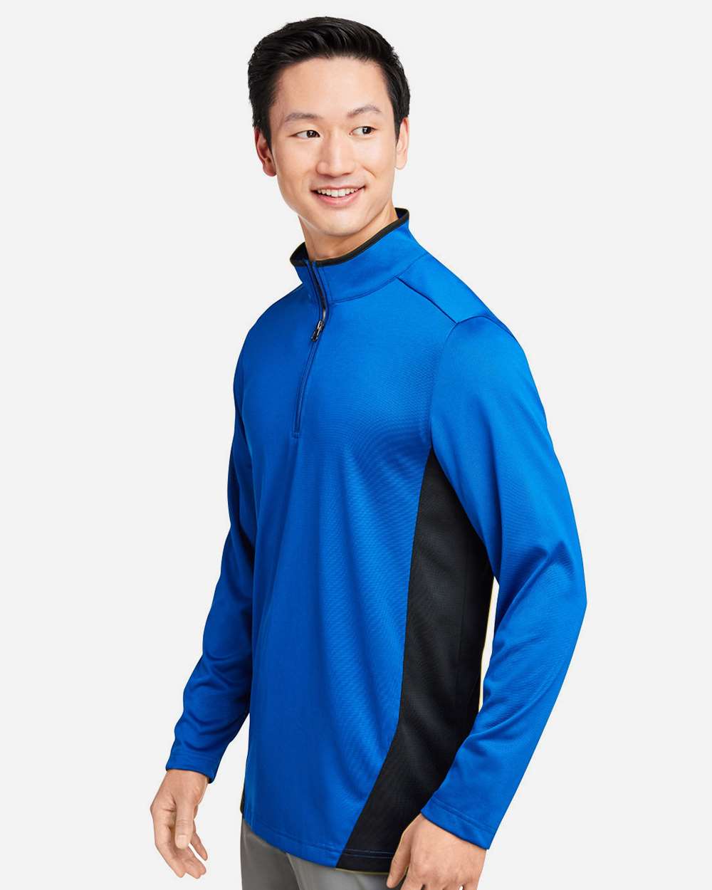 Men's Flash Snag Protection Plus IL Colorblock Quarter-Zip Pullover - OnModelSide - B297B9753 - True Royal/ Black