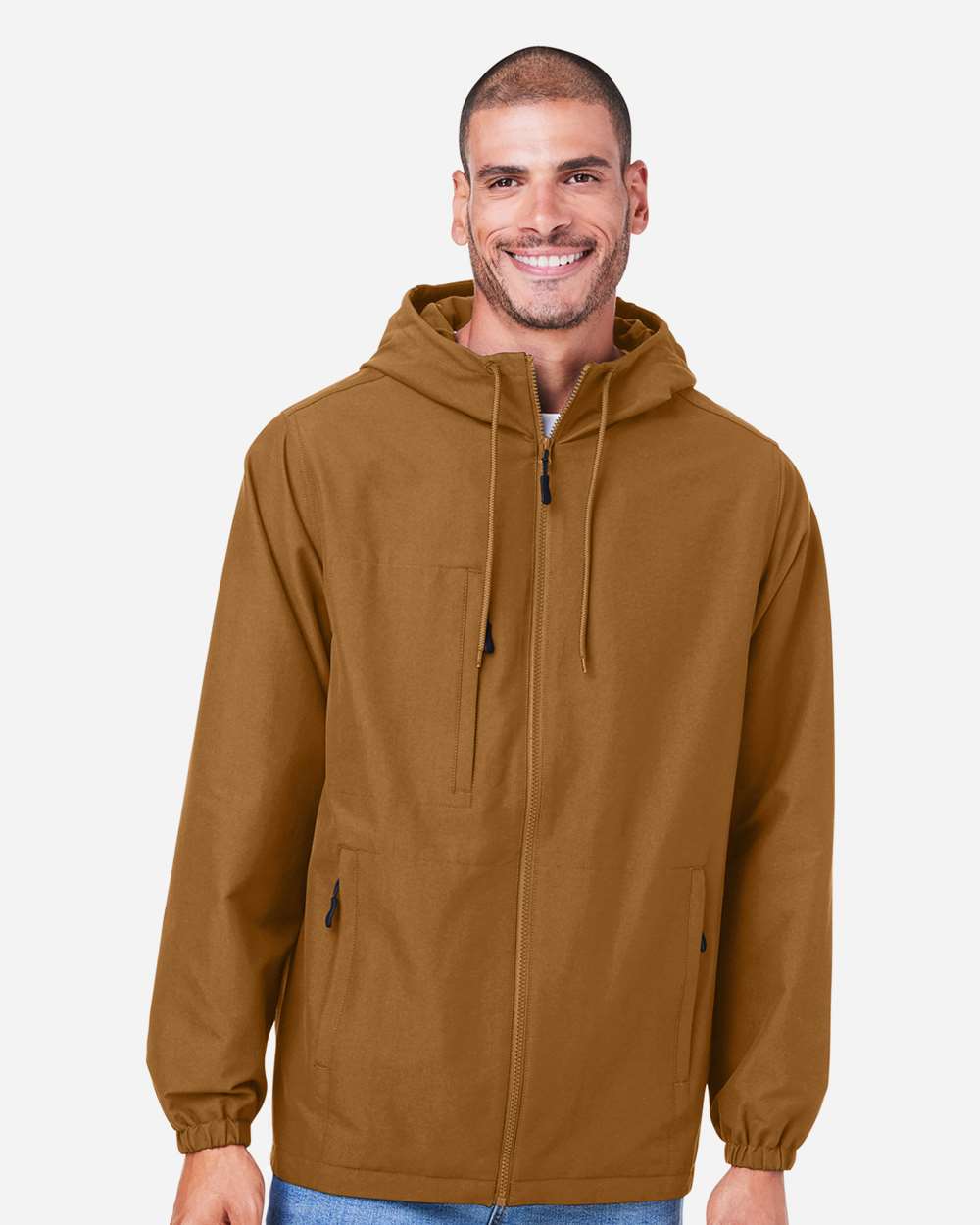 Unisex Flex Twill Hooded Jacket - OnModelFront - B286B9602 - Duck Brown