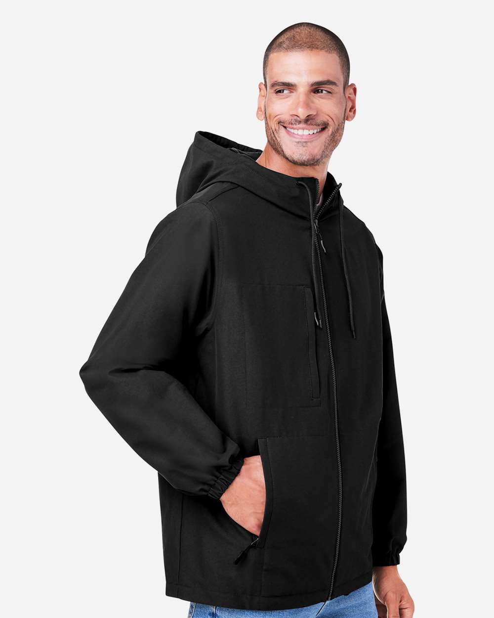 Unisex Flex Twill Hooded Jacket - OnModelSide - B286B9502 - Black