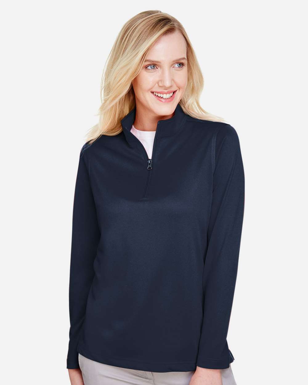 Women's Advantage Snag Protection Plus Quarter-Zip Pullover - OnModelFront - B289B9652 - Dark Navy