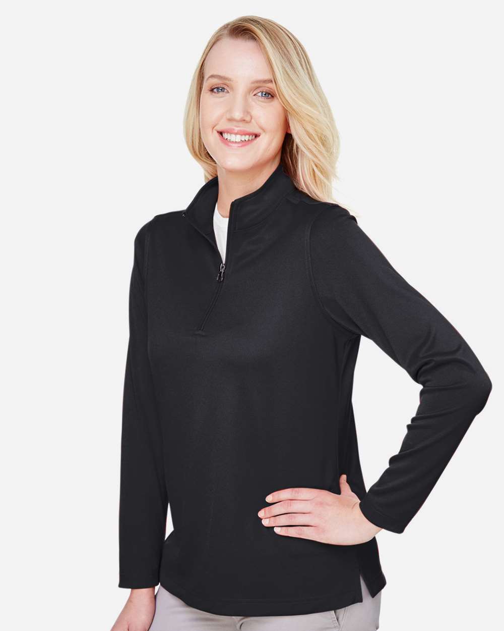 Women's Advantage Snag Protection Plus Quarter-Zip Pullover - OnModelSide - B289B9502 - Black