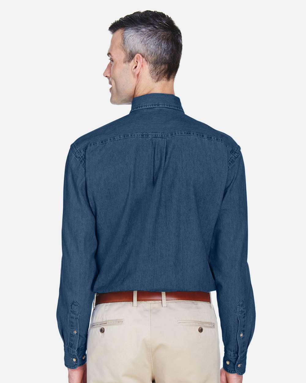 Men's Denim Shirt - OnModelBack - B247B9653 - Dark Denim