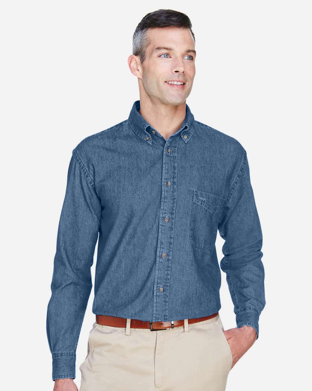 Men's Denim Shirt - OnModelFront - B247B9253 - Light Denim