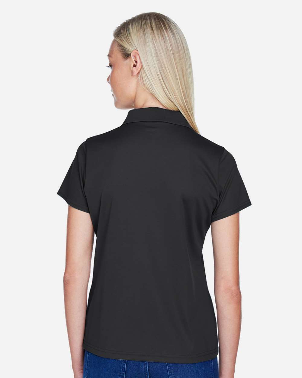 Women's Polyester Jersey Polo - OnModelBack - B210B9503 - Black