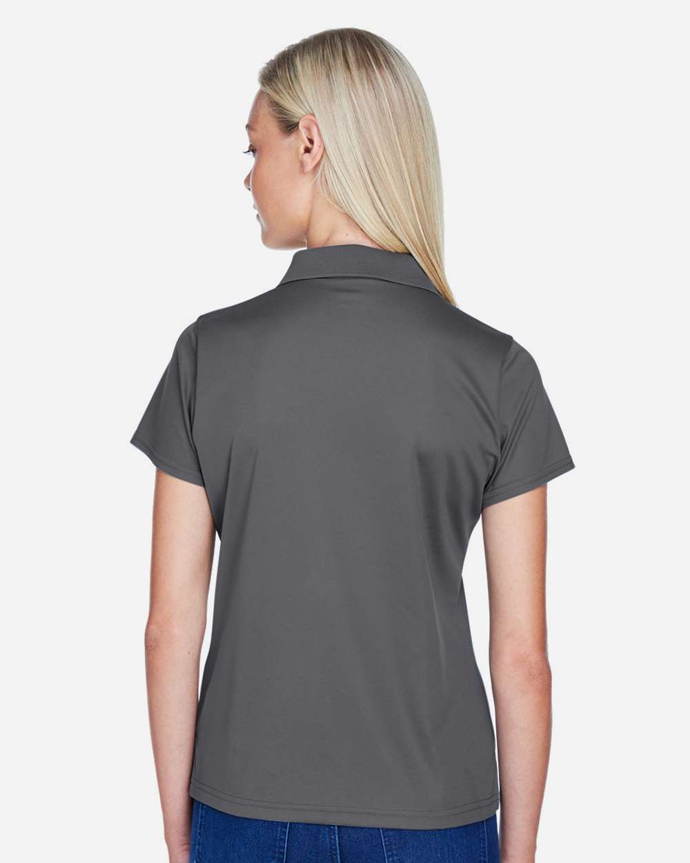 Women's Polyester Jersey Polo - OnModelBack - B210B9593 - Charcoal