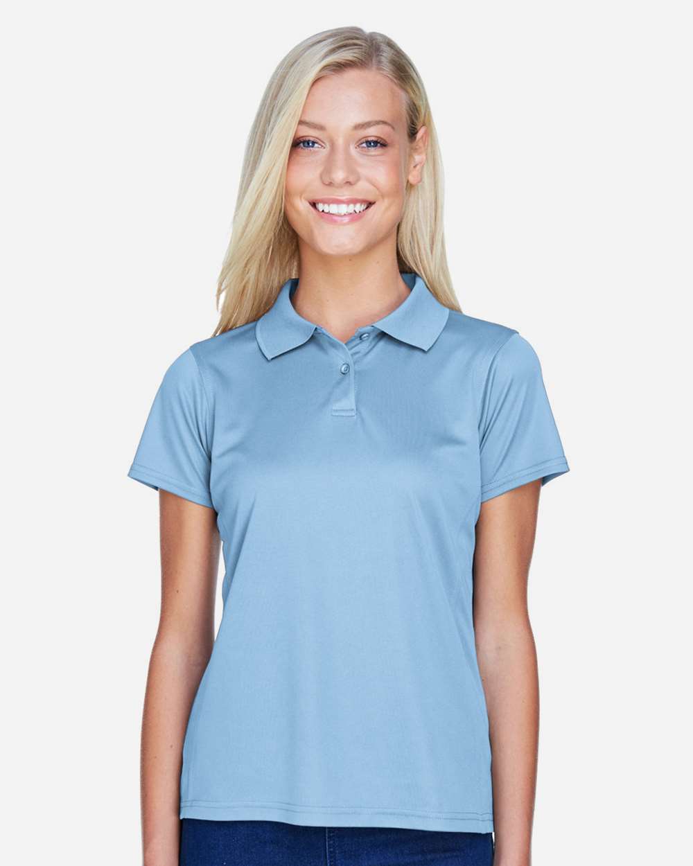 Women's Polyester Jersey Polo - OnModelFront - B210B9253 - Light Blue