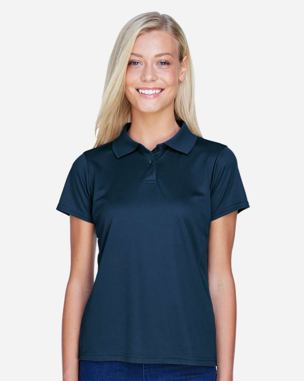 Women's Polyester Jersey Polo - OnModelFront - B210B9653 - Navy