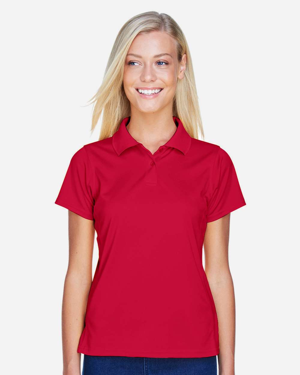 Women's Polyester Jersey Polo - OnModelFront - B210B9703 - Red