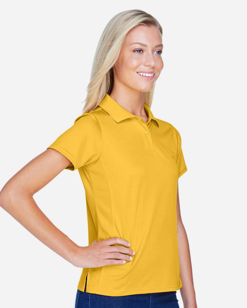 Women's Polyester Jersey Polo - OnModelSide - B210B9123 - Gold