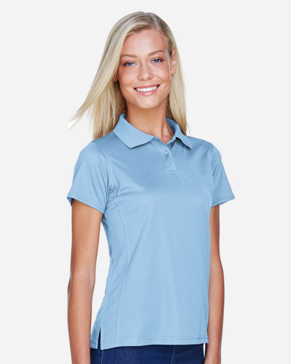 Women's Polyester Jersey Polo - OnModelSide - B210B9253 - Light Blue