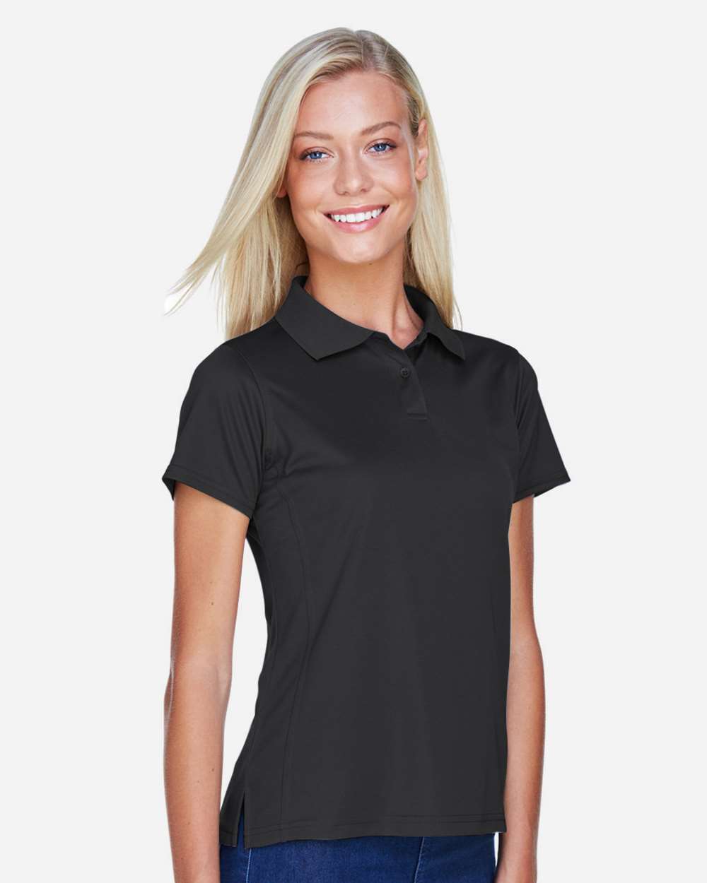 Women's Polyester Jersey Polo - OnModelSide - B210B9503 - Black