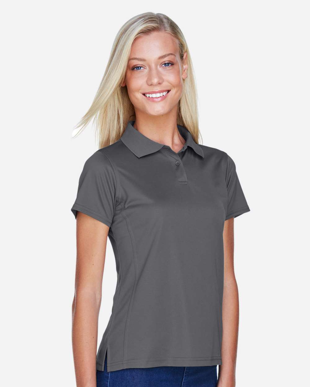 Women's Polyester Jersey Polo - OnModelSide - B210B9593 - Charcoal