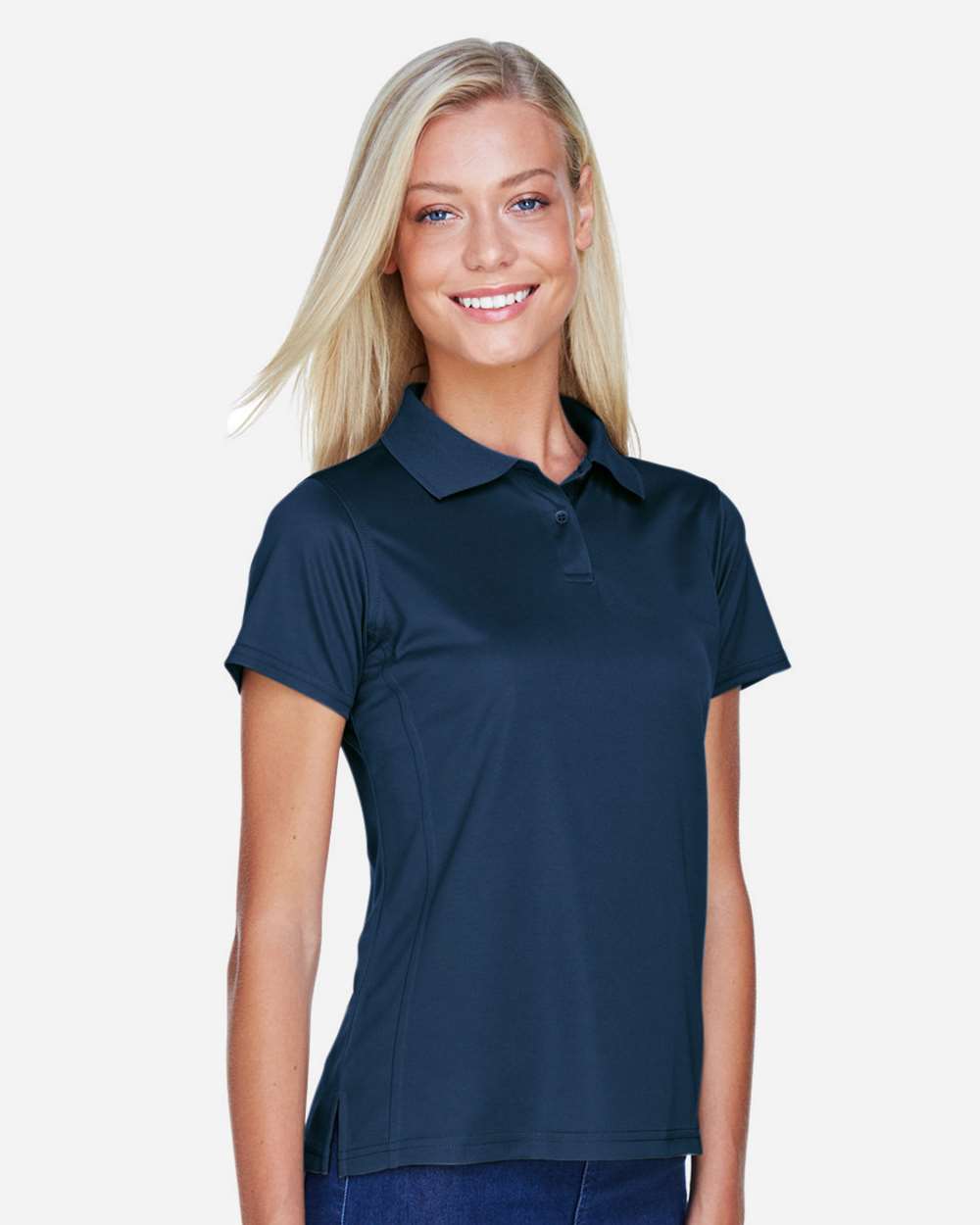 Women's Polyester Jersey Polo - OnModelSide - B210B9653 - Navy