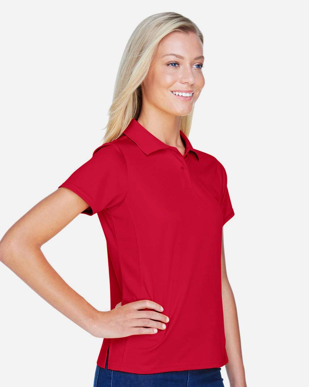Women's Polyester Jersey Polo - OnModelSide - B210B9703 - Red