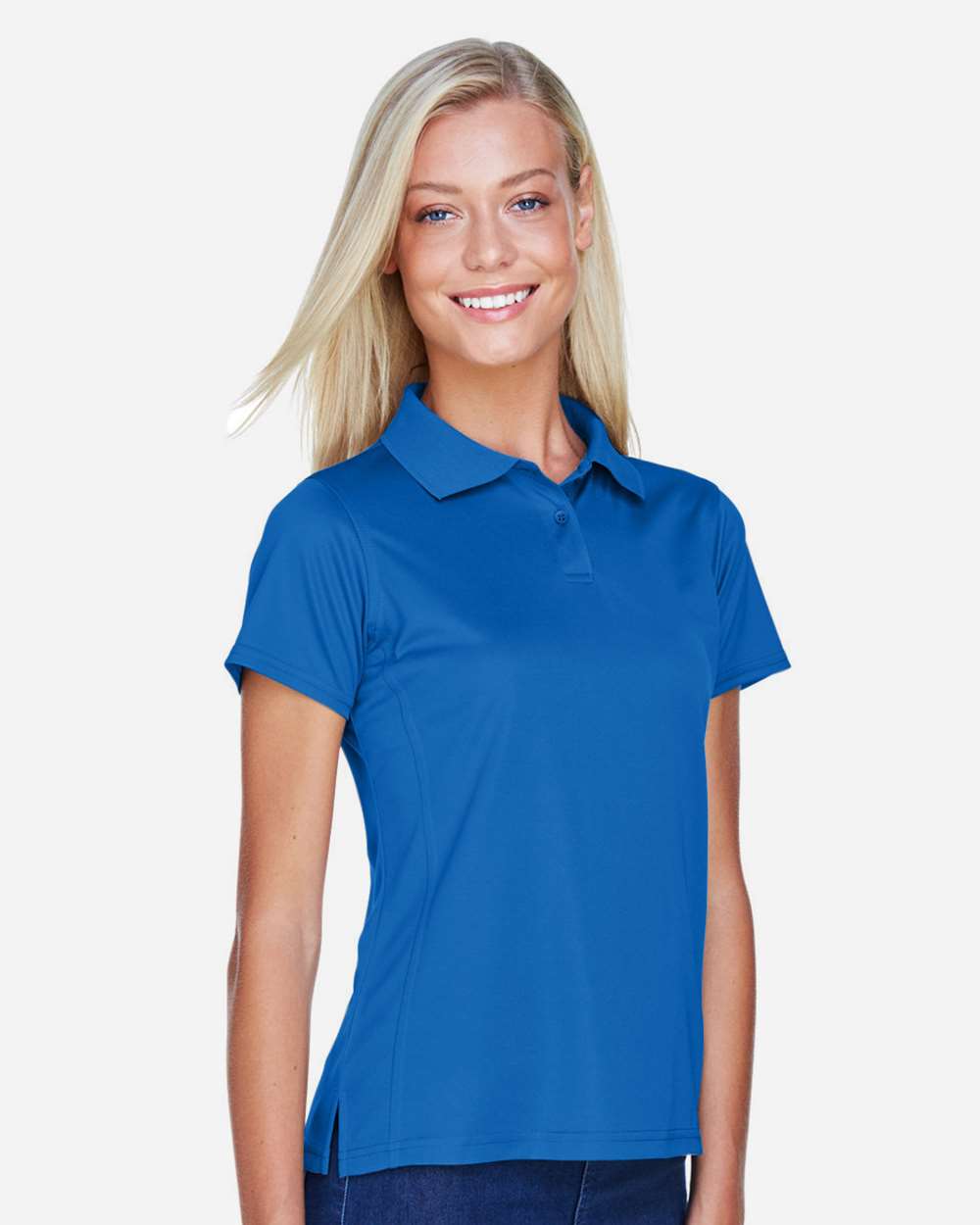 Women's Polyester Jersey Polo - OnModelSide - B210B9753 - True Royal