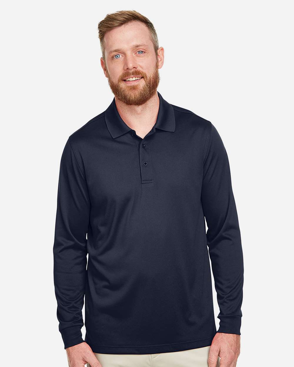 Men's Tall Advantage Long Sleeve Snag Protection Plus IL Polo - OnModelFront - B215B9655 - Dark Navy
