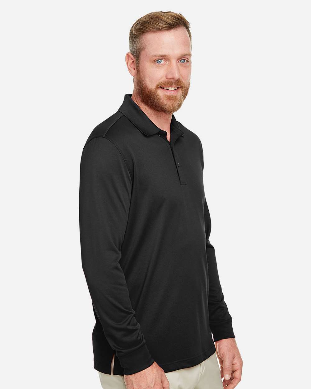 Men's Tall Advantage Long Sleeve Snag Protection Plus IL Polo - OnModelSide - B215B9505 - Black