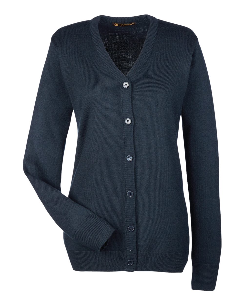 Women's Pilbloc V-Neck Button Cardigan Sweater - Front - B235B9652 - Dark Navy