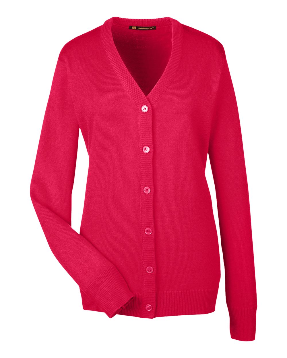 Women's Pilbloc V-Neck Button Cardigan Sweater - Front - B235B9702 - Red