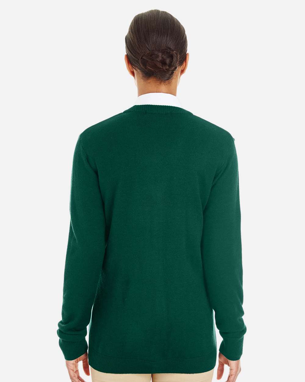 Women's Pilbloc V-Neck Button Cardigan Sweater - OnModelBack - B235B9542 - Hunter