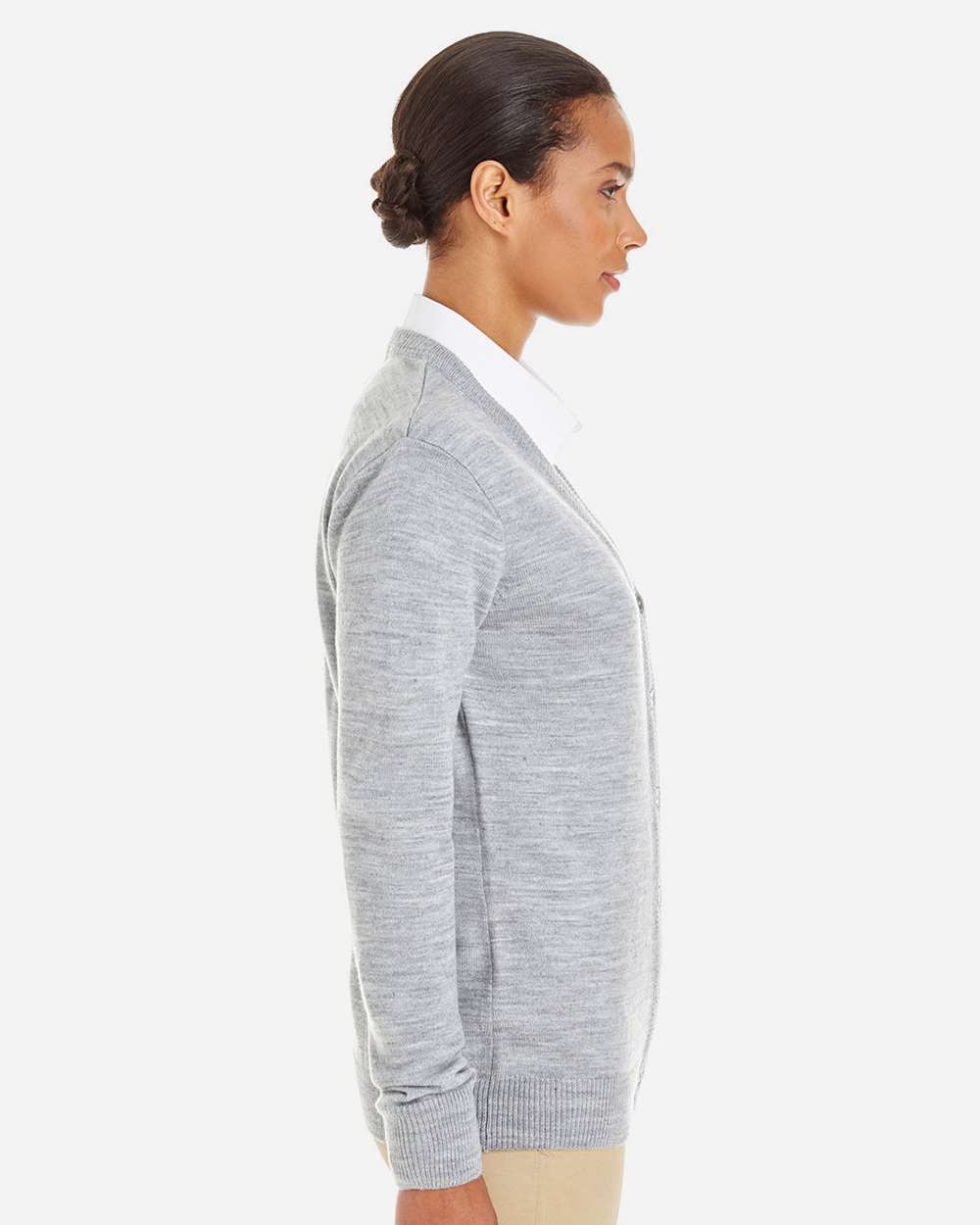 Women's Pilbloc V-Neck Button Cardigan Sweater - OnModelSide - B235B9092 - Grey Heather