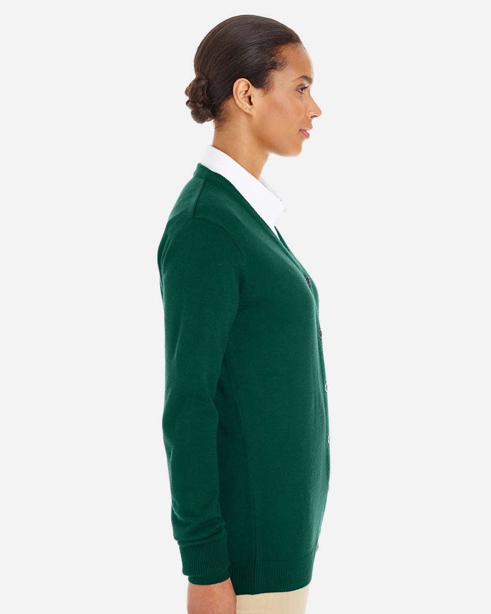 Women's Pilbloc V-Neck Button Cardigan Sweater - OnModelSide - B235B9542 - Hunter