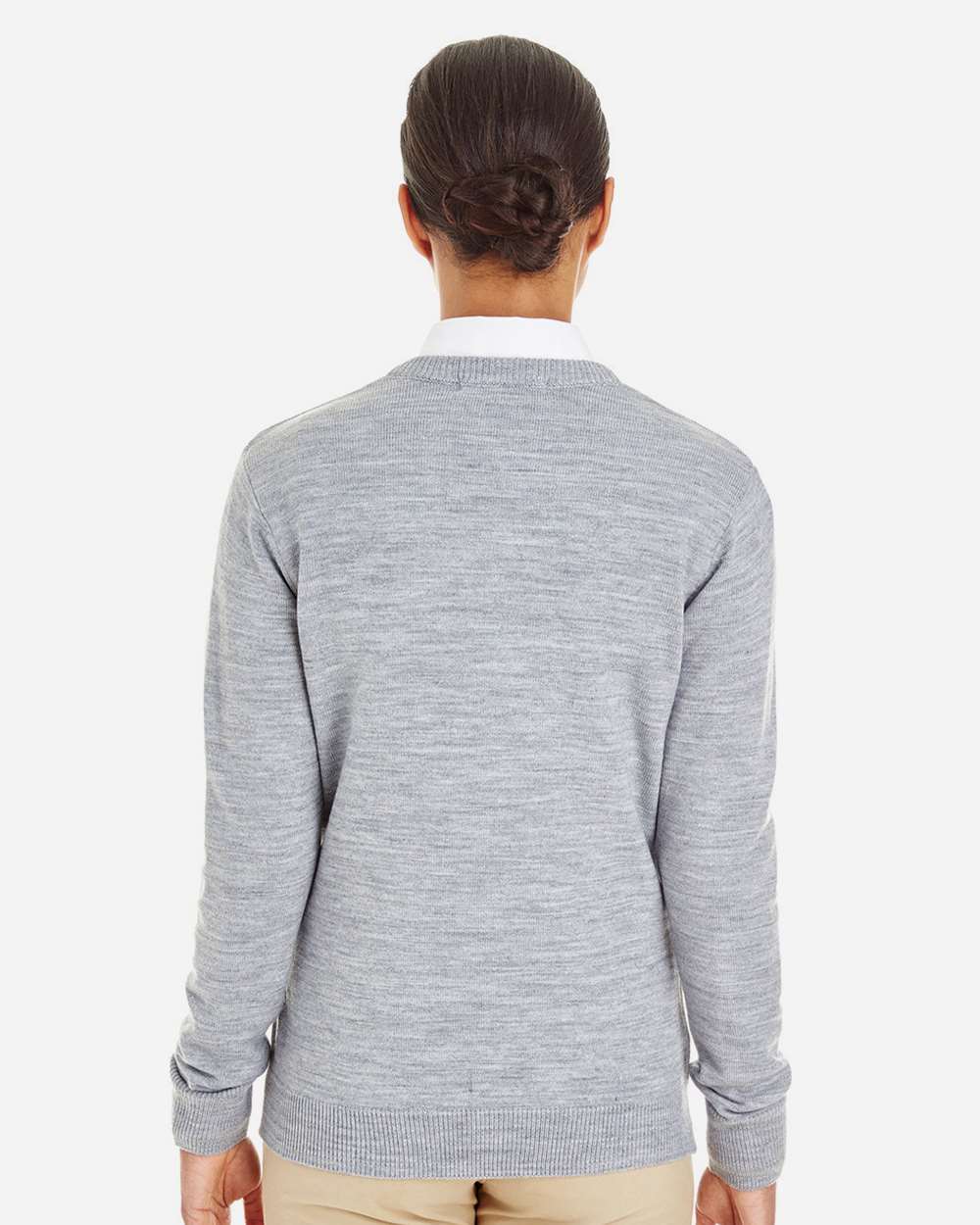 Women's Pilbloc V-Neck Sweater - OnModelBack - B232B9092 - Grey Heather