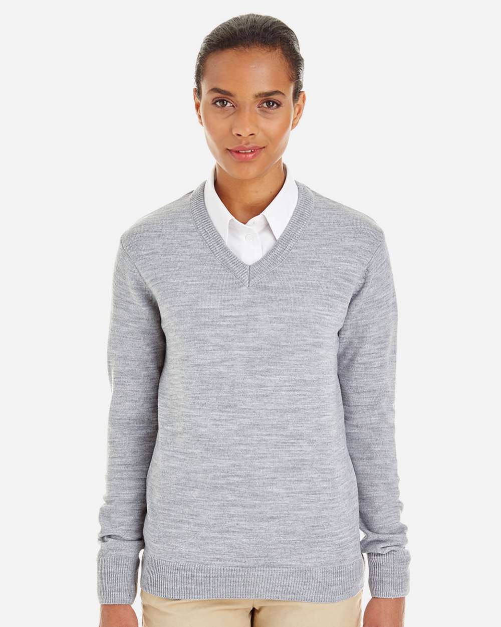 Women's Pilbloc V-Neck Sweater - OnModelFront - B232B9092 - Grey Heather