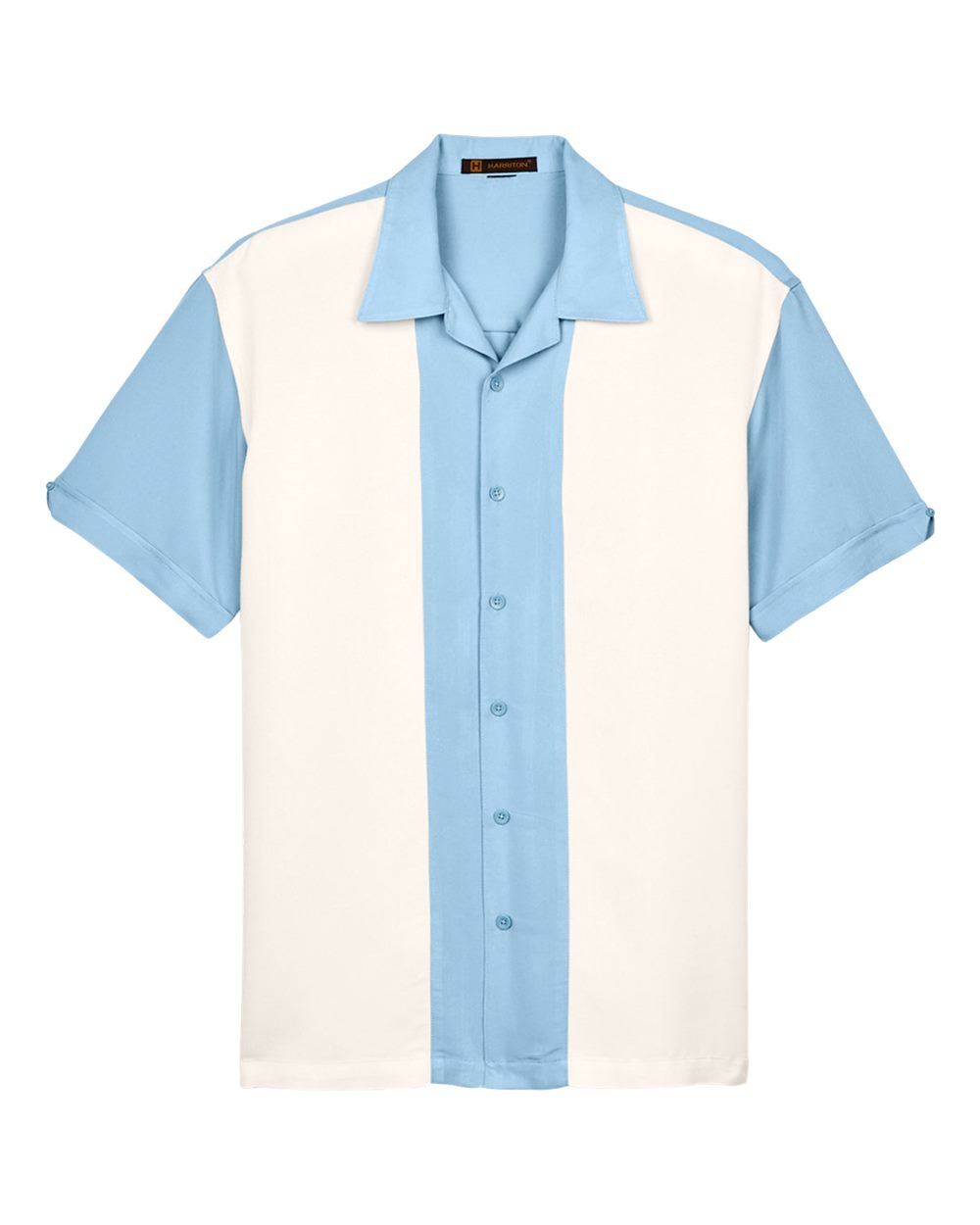 Men's Two-Tone Camp Shirt - Front - B255B9253 - Cloud Blue/ Cream
