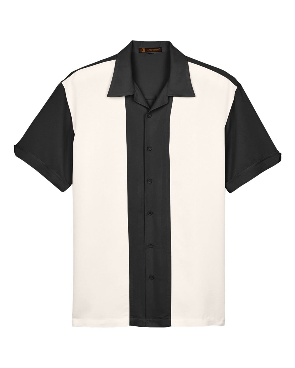 Men's Two-Tone Camp Shirt - Front - B255B9503 - Black/ Cream