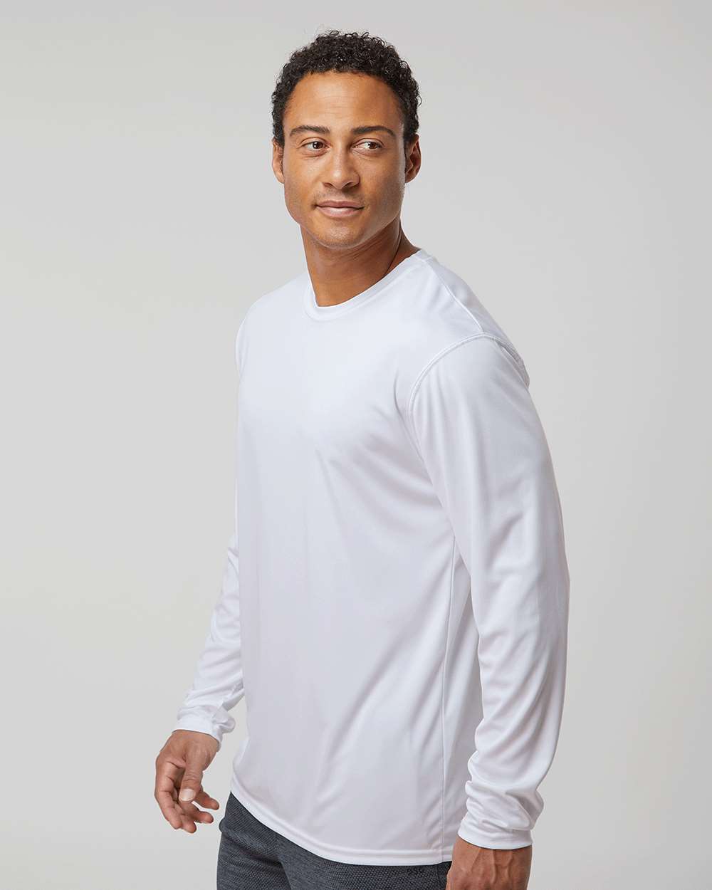 Men's Momentum Long Sleeve T-Shirt - OnModelSide - B11664003 - White
