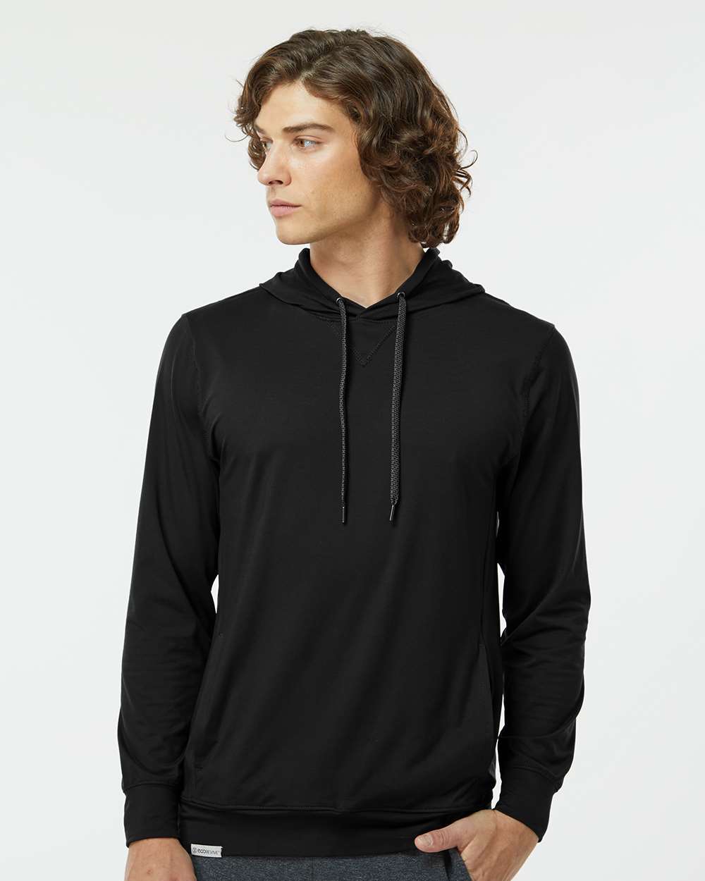 Men's Eco Revive™ Ventura Soft Knit Hooded Sweatshirt - OnModelFront - B30964503 - Black