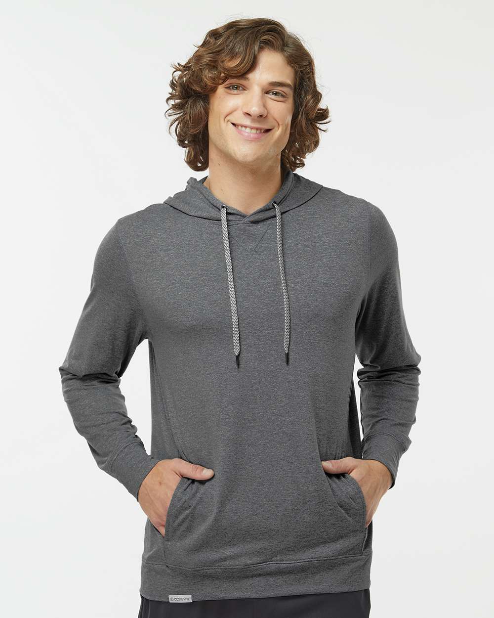 Men's Eco Revive™ Ventura Soft Knit Hooded Sweatshirt - OnModelFront - B30964943 - Carbon Heather