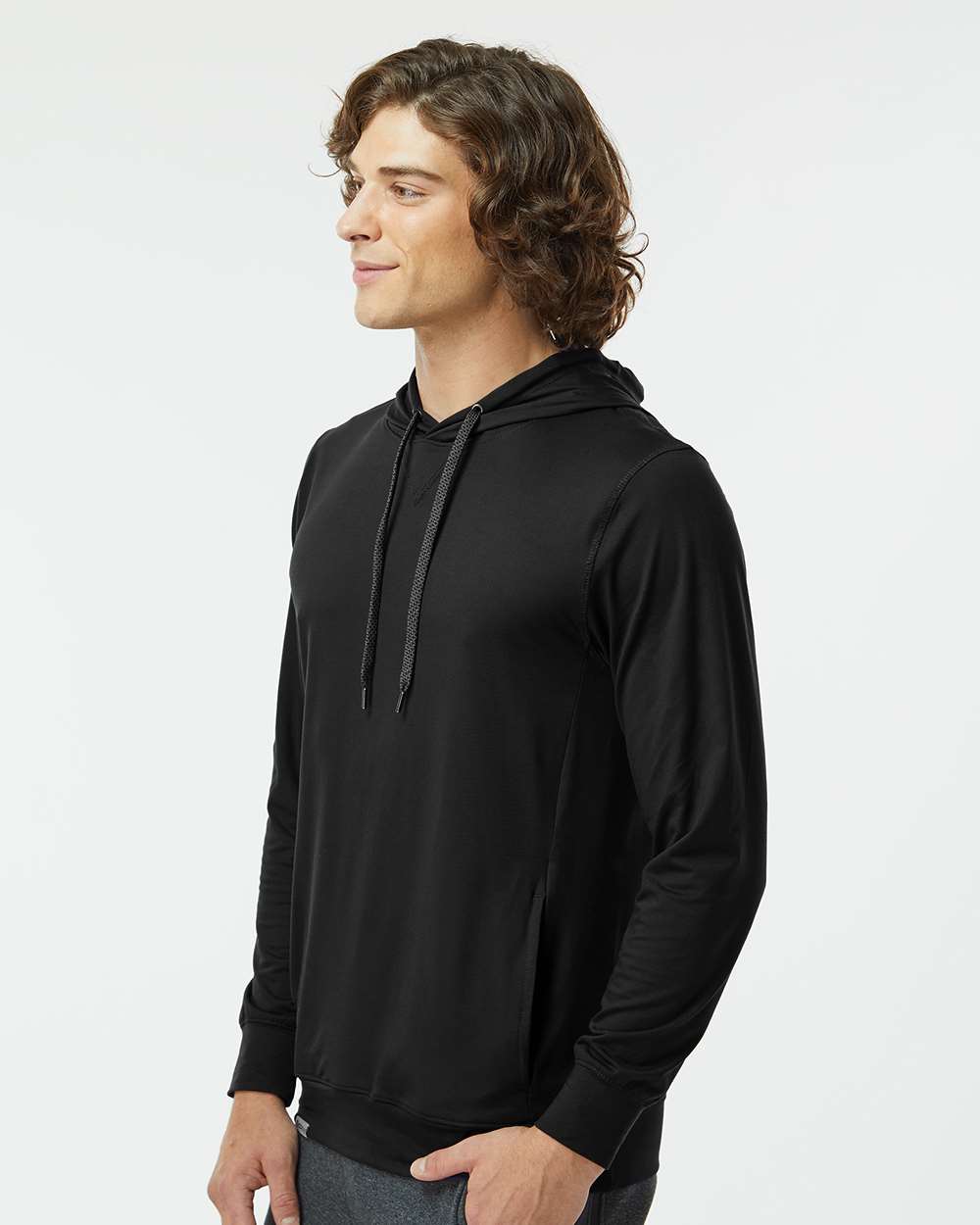 Men's Eco Revive™ Ventura Soft Knit Hooded Sweatshirt - OnModelSide - B30964503 - Black