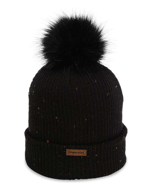 The Montage Pom Cuffed Beanie - Back - B12295500 - Black