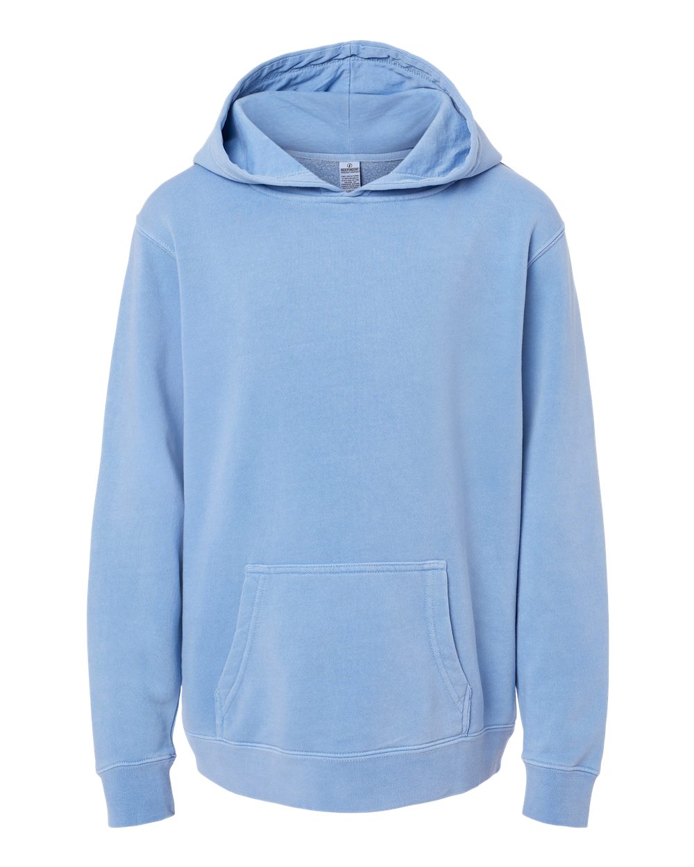 Youth Midweight Pigment-Dyed Hooded Sweatshirt - Front - B11176252 - Pigment Light Blue