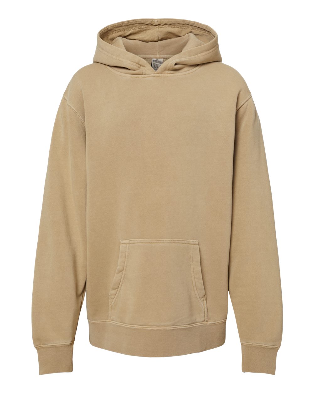 Youth Midweight Pigment-Dyed Hooded Sweatshirt - Front - B11176732 - Pigment Sandstone