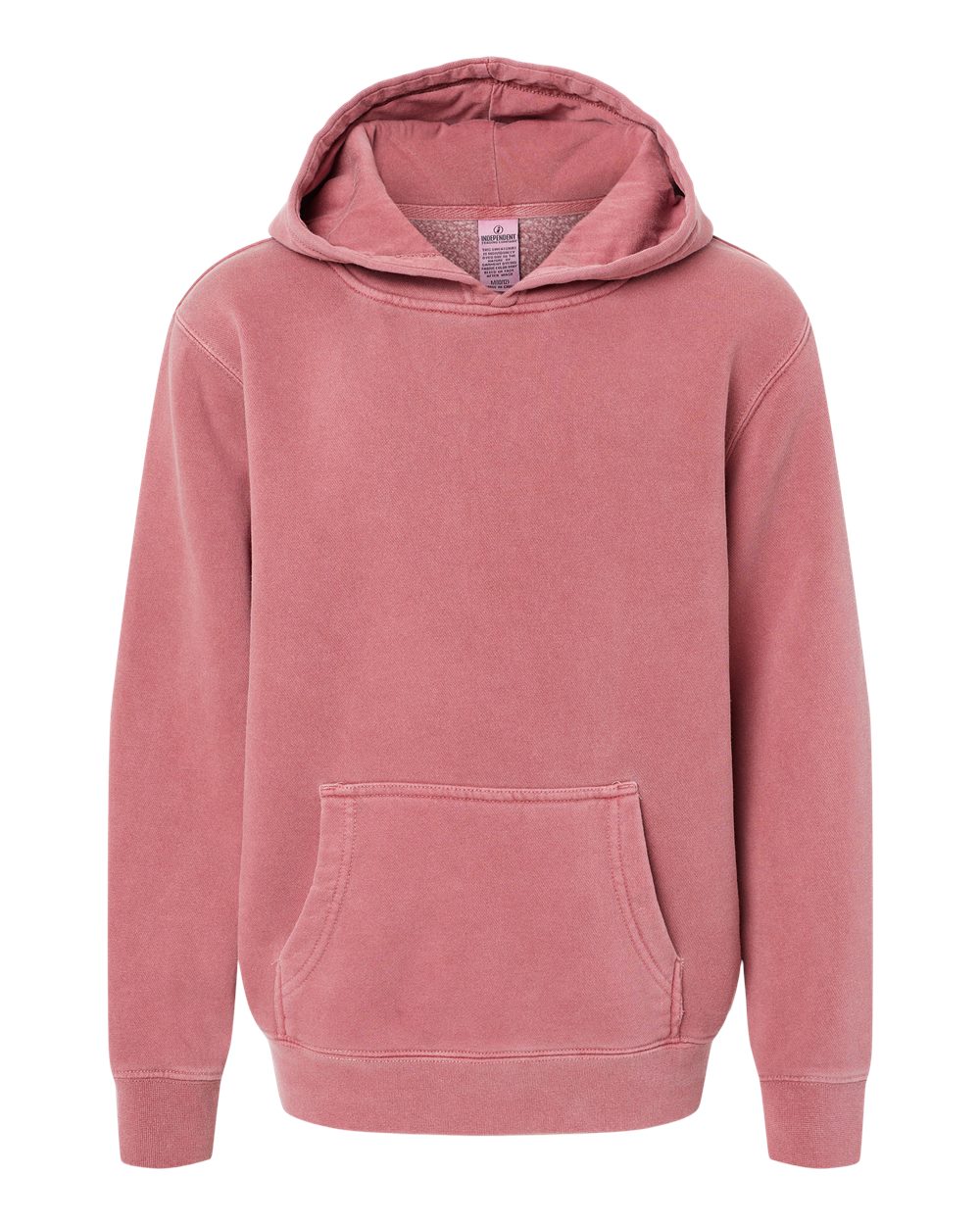 Youth Midweight Pigment-Dyed Hooded Sweatshirt - Front - B11176853 - Pigment Maroon