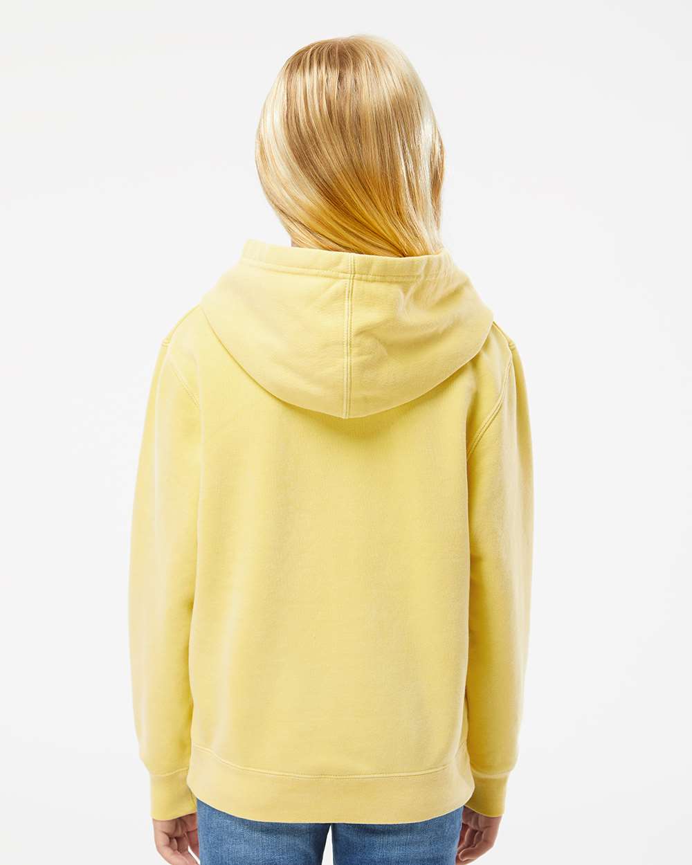 Youth Midweight Pigment-Dyed Hooded Sweatshirt - OnModelBack - B11176282 - Pigment Yellow