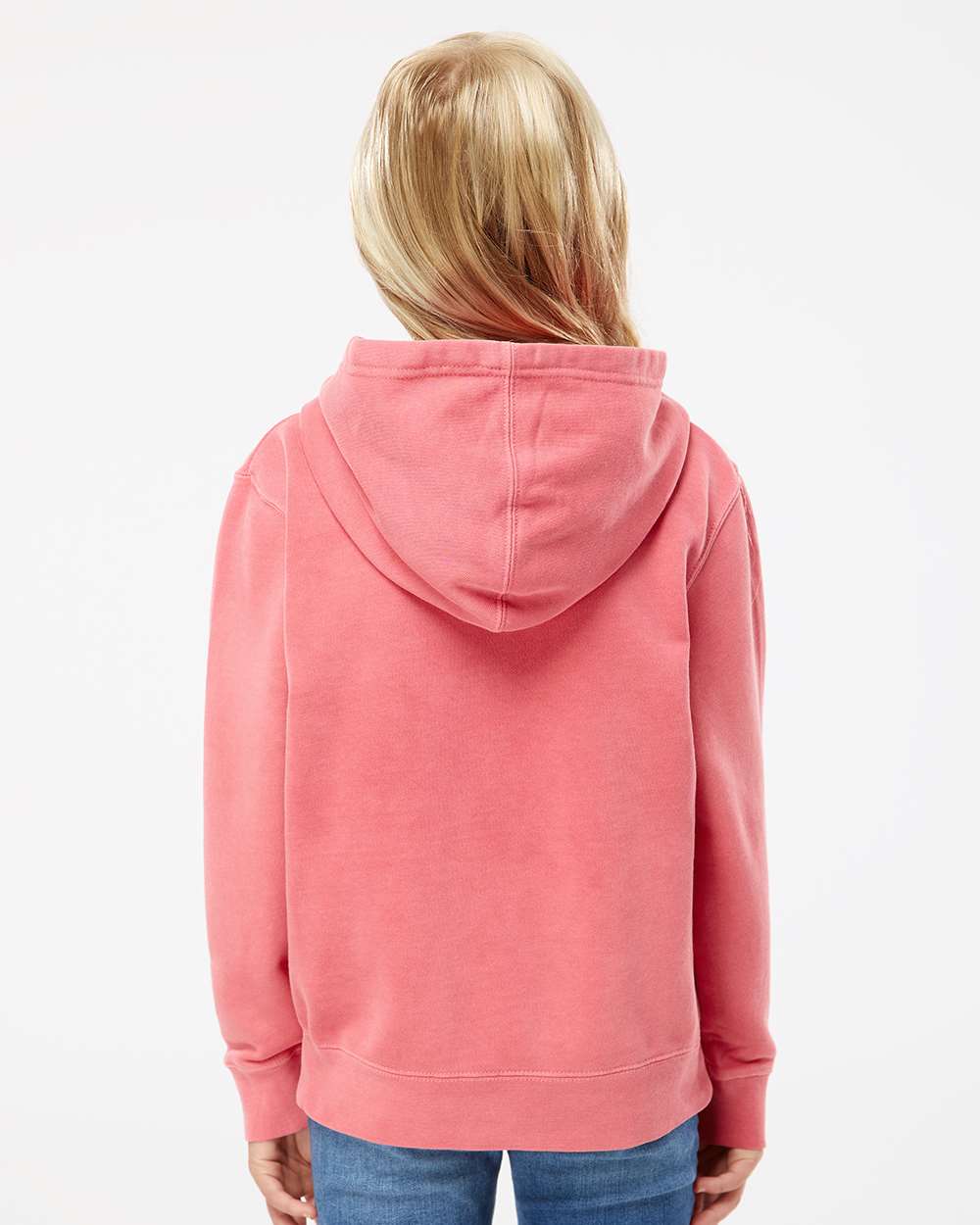 Youth Midweight Pigment-Dyed Hooded Sweatshirt - OnModelBack - B11176302 - Pigment Pink