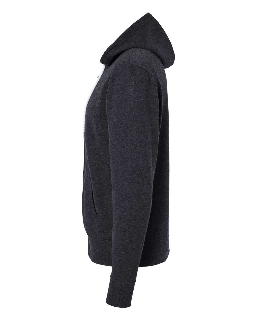 Unisex Lightweight Full-Zip Hooded Sweatshirt - DirectSide - B81076092 - Charcoal Heather