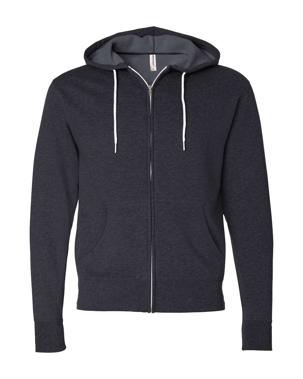Unisex Lightweight Full-Zip Hooded Sweatshirt - Front - B81076092 - Charcoal Heather