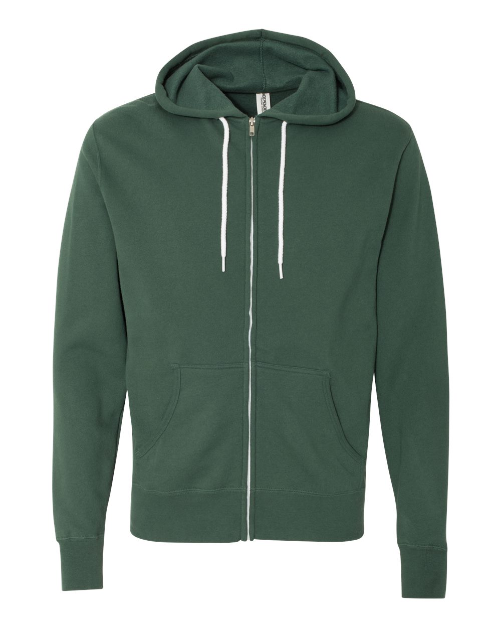 Unisex Lightweight Full-Zip Hooded Sweatshirt - Front - B81076232 - Alpine Green