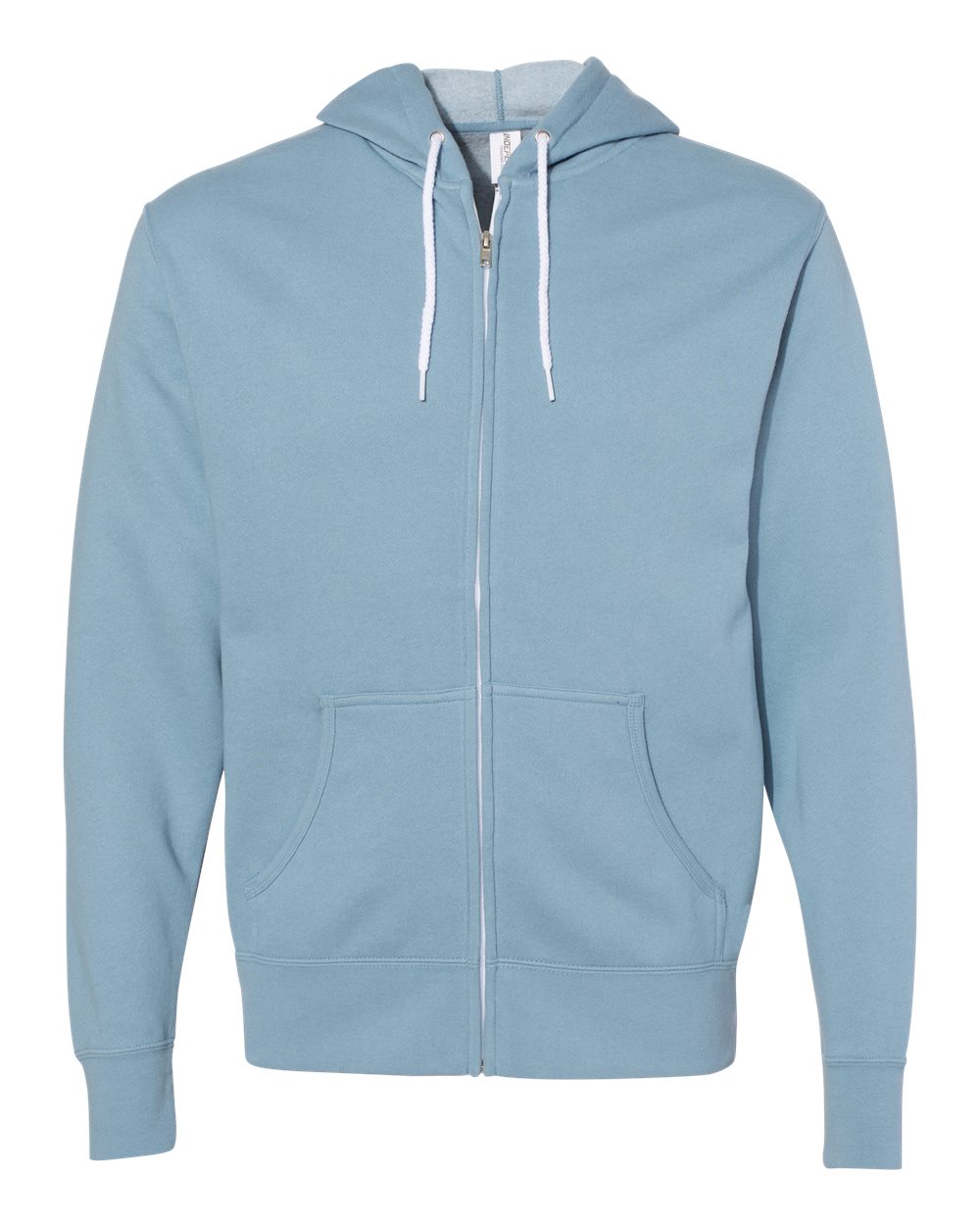Unisex Lightweight Full-Zip Hooded Sweatshirt - Front - B81076252 - Misty Blue