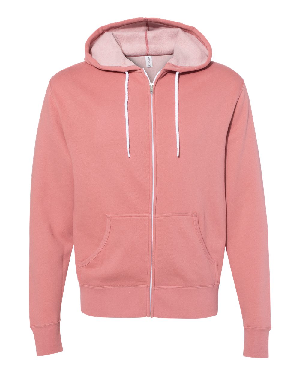 Unisex Lightweight Full-Zip Hooded Sweatshirt - Front - B81076312 - Dusty Rose