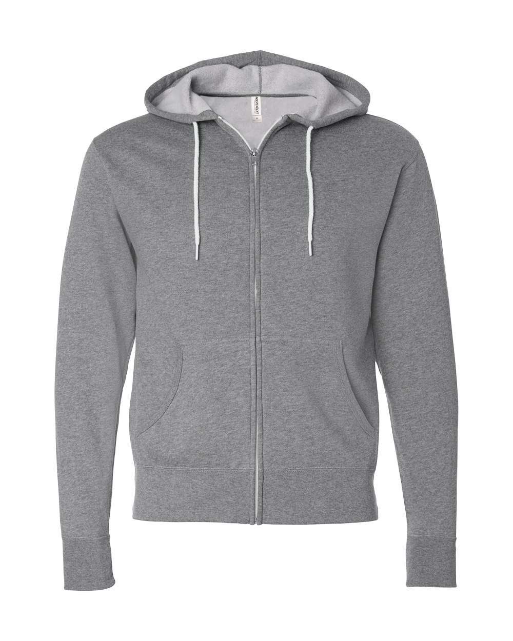 Unisex Lightweight Full-Zip Hooded Sweatshirt - Front - B81076352 - Gunmetal Heather