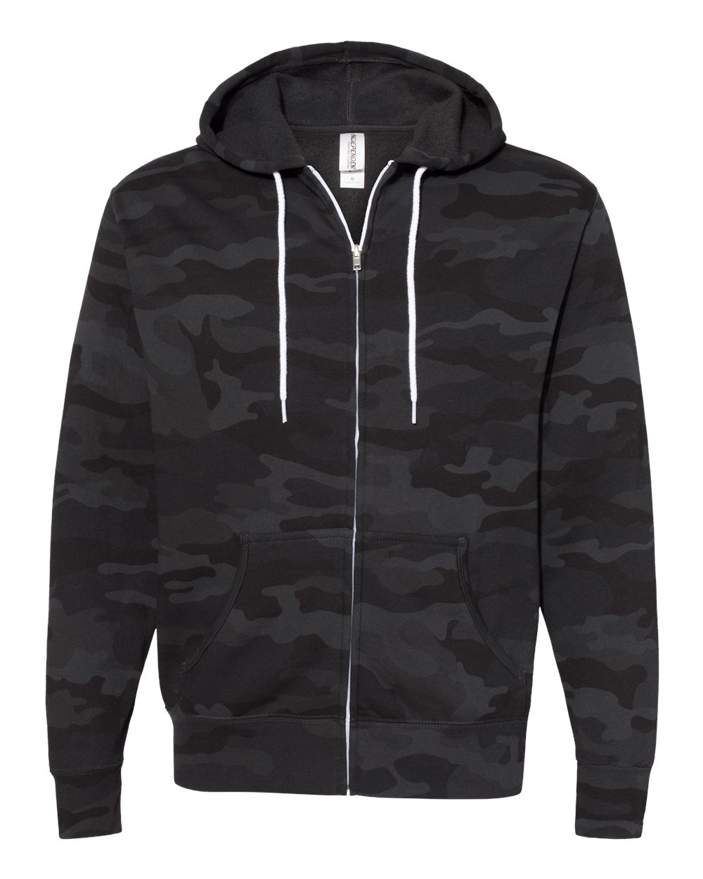 Unisex Lightweight Full-Zip Hooded Sweatshirt - Front - B81076512 - Black Camo