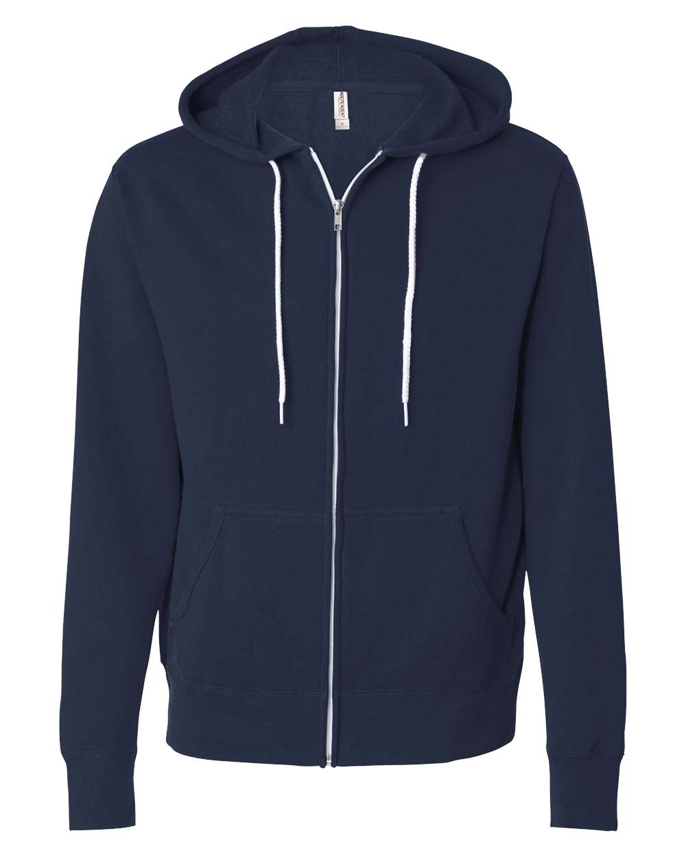 Unisex Lightweight Full-Zip Hooded Sweatshirt - Front - B81076652 - Classic Navy