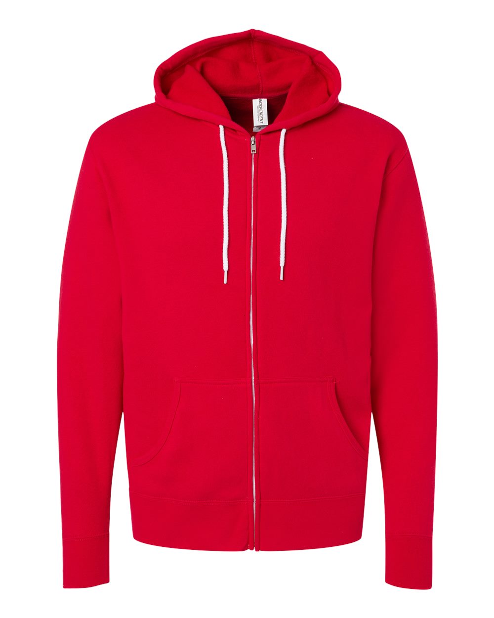 Unisex Lightweight Full-Zip Hooded Sweatshirt - Front - B81076702 - Red