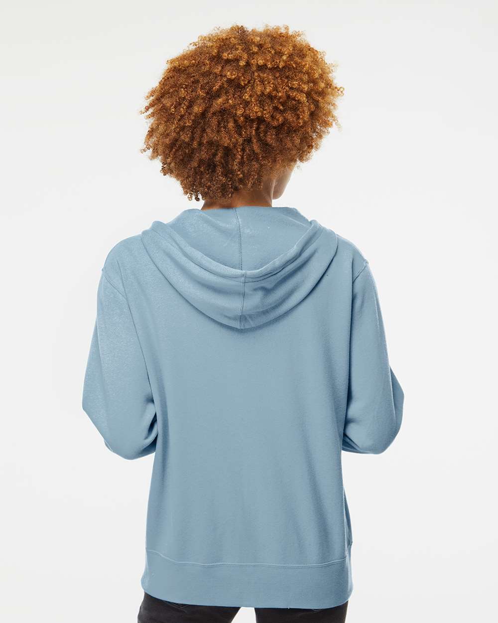 Unisex Lightweight Full-Zip Hooded Sweatshirt - OnModelBack - B81076252 - Misty Blue